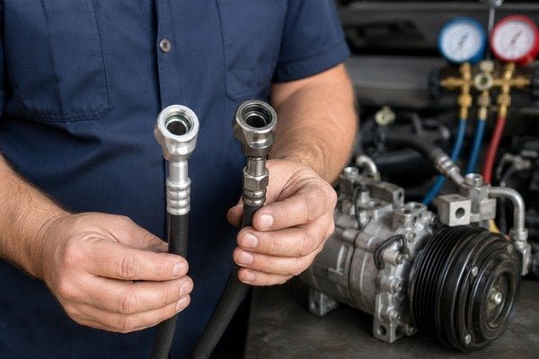 straight 45 degree 90 degree automotive ac fittings angle comparison